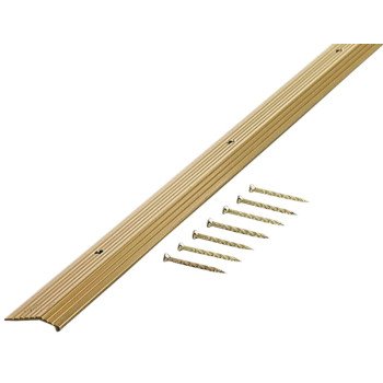 M-D 79087 Carpet Trim, 72 in L, 7/8 in W, Fluted Surface, Aluminum, Satin Brass