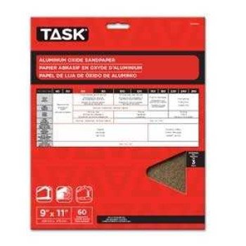 TASK PA15080 Sandpaper, 11 in L, 9 in W, Medium, 80 Grit, Aluminum Oxide Abrasive, Paper Backing