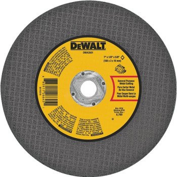 DEWALT DWA3501 Cutting Wheel, 7 in Dia, 1/8 in Thick, 5/8 in Arbor, Aluminum Oxide Abrasive