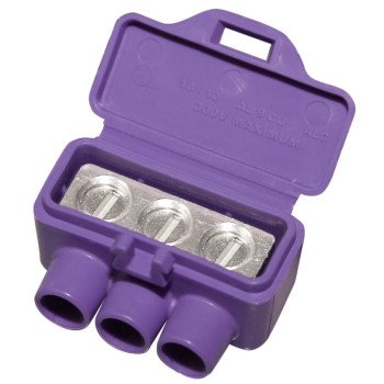 King Innovation AlumiConn 95110 3-Port Wire Connector, #12 to #10, #18 to #10 Wire, Silicone Contact, Purple, 10/CD