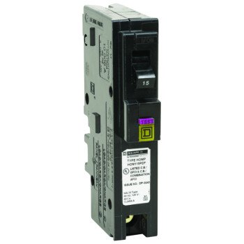 Square D HOM115PDFC Circuit Breaker, Dual Function, Mini, 15 A, 1 -Pole, 120 V, Plug Mounting