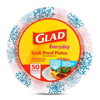 Glad Everyday BBP0094 Plate, 8-1/2 in, Round, Paper, Pink Hydrangea