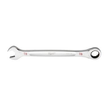 Milwaukee 45-96-9228 Ratcheting Combination Wrench, SAE, 7/8 in Head, 11.93 in L, 12-Point, Steel, Chrome