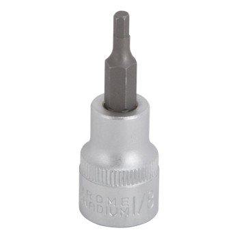 Vulcan 3506005420 Fractional Hex Bit Socket, 1/8 in Tip, 3/8 in Drive, Chrome, 1-7/8 in OAL