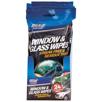 Elite Auto Care 8910 Window and Glass Wipes Pack, 24-Wipes