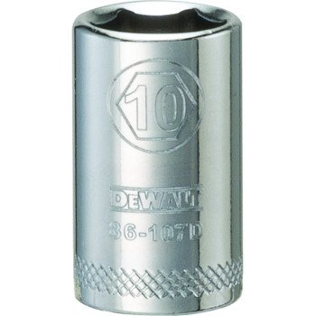 DEWALT DWMT86107OSP Hand Socket, 10 mm Socket, 1/4 in Drive, 6-Point, Vanadium Steel, Polished Chrome