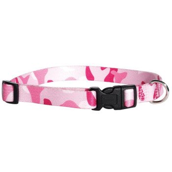 Casual Canine ZA6741 10 75 Dog Collar, D-Ring Link, 10 to 16 in L Collar, 5/8 in W Collar, Nylon, Pink Camo