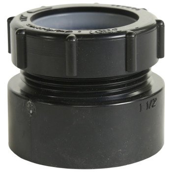 IPEX 027320 Trap Pipe Adapter, 1-1/4 in, Female x Hub x Plastic Nut, ABS, Black