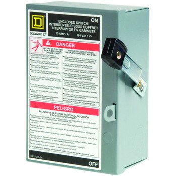 Square D L111N Safety Switch, 1 -Pole, 30 A, 120 V, SPST, Lug Terminal