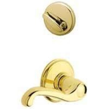 Schlage F59FLA605LH Handleset Interior Trim, 1 Grade, Mechanical Lock, Metal, Bright Brass, Lever Handle, Residential