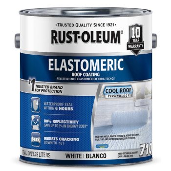 Rust-Oleum 710 Series 301904 Elastomeric Roof Coating, White, 0.9 gal, Liquid