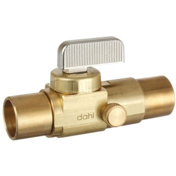 Dahl 521-13-13D-BAG Stop and Isolation Valve, 1/2 x 1/2 in Connection, Solder x Solder, 250 psi Pressure, Brass Body