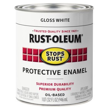 Rust-Oleum 353582 Rust Preventative Paint, Oil, Gloss, White, 1 qt, 80 to 175 sq-ft Coverage Area