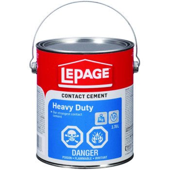 LePage 1504629 Heavy-Duty Contact Cement, Liquid, Solvent, Tan/Yellow, 3.78 L Can