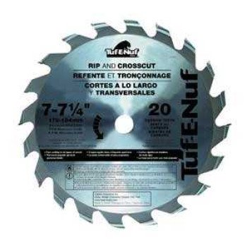 Tuf-E-Nuf 04323 Framing and Decking Saw Blade, 7-1/4 in Dia, 5/8 in Arbor, 24-Teeth, Carbide Cutting Edge