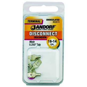 Jandorf 60874 Disconnect Terminal, 16 to 14 AWG Wire, Copper Contact, 5/PK