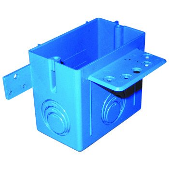 Carlon A122 Outlet Box, 1 -Gang, 4 -Knockout, PVC, Blue, Bracket Mounting