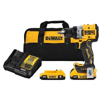 DEWALT XR Series DCD800D2 Drill Driver Kit, Battery Included, 20 V, 2 Ah, 1/2 in Chuck, Keyless, Ratcheting Chuck