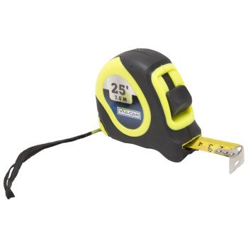 Vulcan 26-7.5X25-G Tape Measure, 25 ft L Blade, 1 in W Blade, Steel Blade, ABS Plastic Case, Lime Case