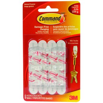 Command 17006C Utility Hook, 0.5 lb, 6-Hook, White