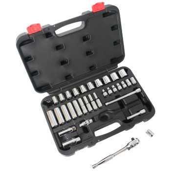 Vulcan TS1033 Socket Set, Chrome Vanadium Steel, Chrome