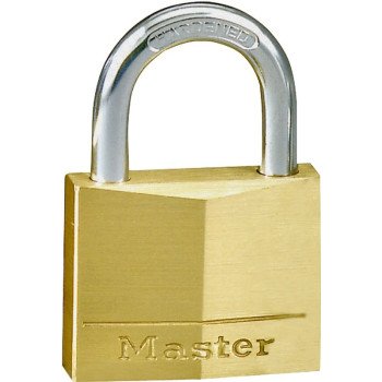 Master Lock 130D Padlock, Keyed Different Key, 3/16 in Dia Shackle, Steel Shackle, Solid Brass Body, 1-3/16 in W Body