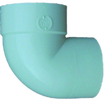 Canplas 414152BC Short Turn Pipe Elbow, 4 in, Spigot x Hub, 90 deg Angle, PVC, White