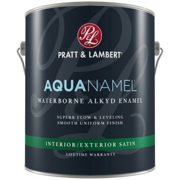 Pratt & Lambert Aquanamel 0000Z0790-16 Waterborne Enamel Paint, Satin Sheen, Super White, 1 gal, 400 sq-ft Coverage Area