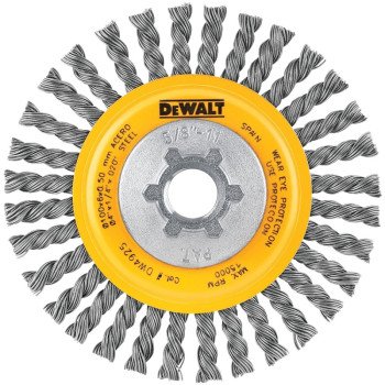 DEWALT DW4925 Wire Wheel Brush, 4 in Dia, 5/8-11 Arbor/Shank, 0.02 in Dia Bristle, Carbon Steel Bristle