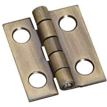 National Hardware N211-201 Decorative Narrow Hinge, 3/4 in H Door Leaf, 0.02 in Thick Door Leaf, Brass, Antique Brass