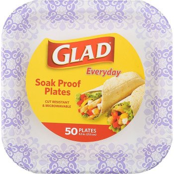 Glad Everyday BBP0096 Plate, 8-1/2 in, Square, Paper, Purple Victorian