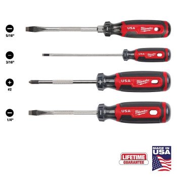 Milwaukee MT200-4 Screwdriver Set, 4-Piece, Boron-Infused Steel, Chrome, Multi-Color