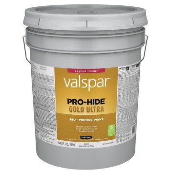 Valspar Pro-Hide Gold Ultra 6200 028.0062000.008 Latex Paint, Acrylic Base, Eggshell Sheen, Super One Coat White