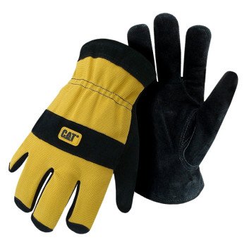 CAT CAT012222XL Gloves, XL, Elastic Wrist Cuff, Poly/Spandex Back, Black/Yellow