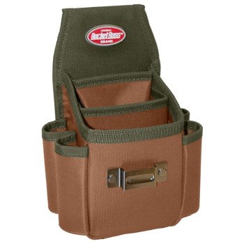 Bucket Boss 54175 Utility Plus Pouch, 3-Pocket, Poly Ripstop Fabric, Brown/Green, 6-1/2 in W, 9-1/5 in H, 4 in D