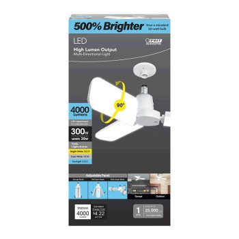 Feit Electric ADJ4000/3CCT/LED Multi-Directional LED Light, 300 W Equivalent, E26 Lamp Base, White, 1/PK