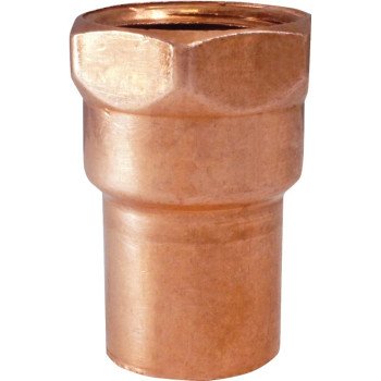 Elkhart Products 103R Series 10130138 Reducing Pipe Adapter, 1/2 x 1/4 in, Sweat x FIP, Copper