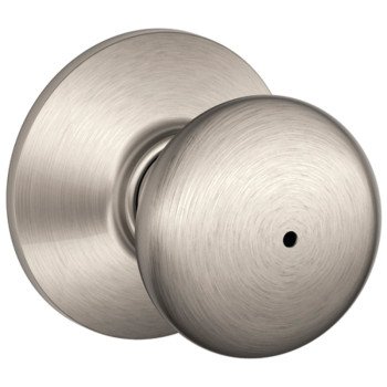 Schlage Plymouth Series F40VPLY619 Privacy Lockset, Round Design, Knob Handle, Satin Nickel, Metal, Interior Locking