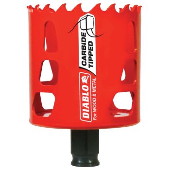 Diablo DHS2500CT GP Hole Saw, 2-1/2 in Dia, 2-3/8 in D Cutting, 3/8 in Arbor, Carbide Cutting Edge