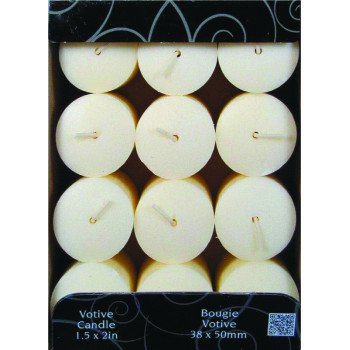 Candle-Lite 1276570 Scented Votive Candle, Creamy Vanilla Swirl Fragrance, Ivory Candle, 10 to 12 hr Burning