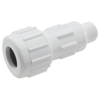 NDS CPA-0500 Pipe Adapter, 1/2 in, Compression x MPT, PVC, White, SCH 40 Schedule, 150 psi Pressure