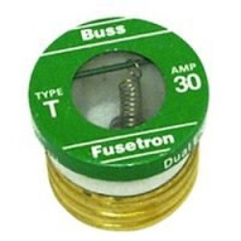 Bussmann BP/T-30 Plug Fuse, 30 A, 125 V, 10 kA Interrupt, Plastic Body, Low Voltage, Time Delay Fuse