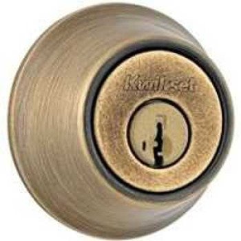 Kwikset 660 5 RCAL RCS Deadbolt, Different Key, Steel, Antique Brass, 2-3/8, 2-3/4 in Backset, KW1, K3, SMT Keyway