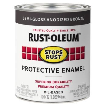 Rust-Oleum 353585 Rust Preventative Paint, Oil, Semi-Gloss, Anodized Bronze, 1 qt, 80 to 175 sq-ft Coverage Area