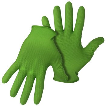 Boss 1UH0066NL Disposable Gloves, L, Rolled Cuff, Nitrile, Green