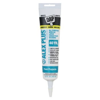 DAP ALEX PLUS 18128 Acrylic Latex Caulk with Silicone, White, -20 to 180 deg F, 5.5 fl-oz Squeeze Tube