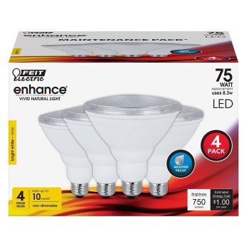 Feit Electric PAR38/930CA10K/MP/4 LED Bulb, Flood/Spotlight, PAR38 Lamp, 75 W Equivalent, E26 Lamp Base