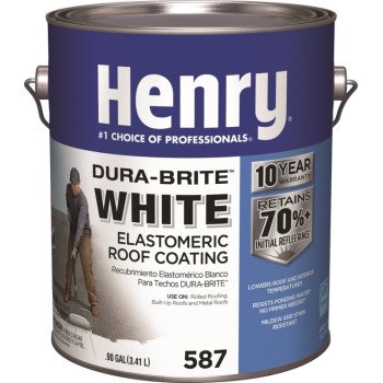 Henry HE587042 Elastomeric Roof Coating, White, 0.9 gal Pail, Cream, White