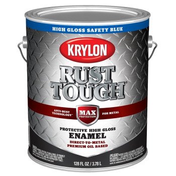 Krylon Rust Tough K09741008 Enamel Paint, Gloss Sheen, Safety Blue, 1 gal, 400 sq-ft/gal Coverage Area