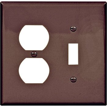 Eaton Wiring Devices PJ18B Combination Wallplate, 4-7/8 in L, 4-15/16 in W, 2 -Gang, Polycarbonate, Brown